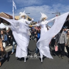 White Venetian Masquerade Stilt Walkers